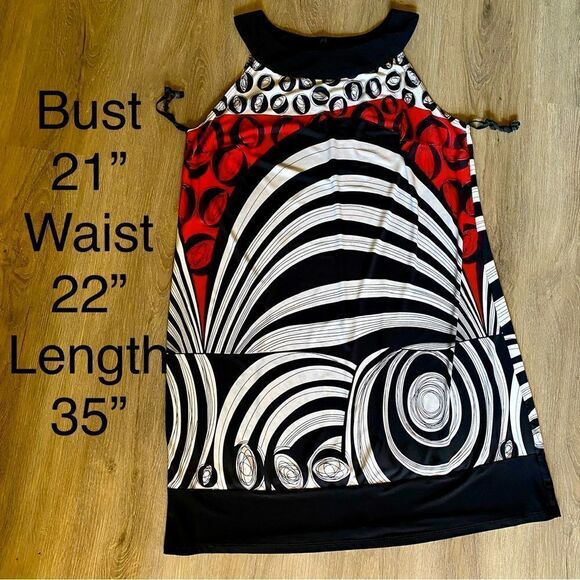 RED, BLACK & WHITE GEOMETRICAL SLEEVELESS SHEATH DRESS 14/16 NWOT - Picture 17 of 17